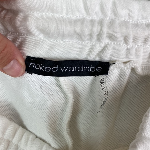 NWT Naked Wardrobe | White Cotton Blend Jogger Sweatpants Women's L - Picture 5 of 9